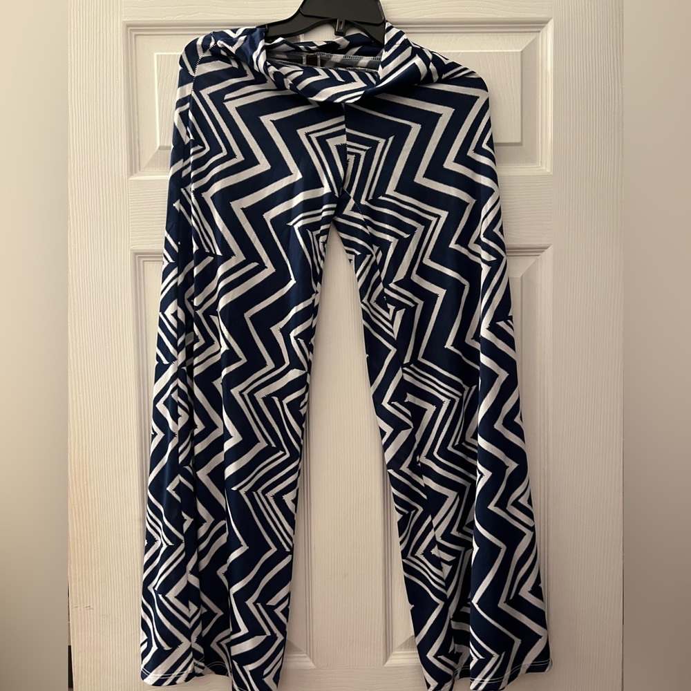 Blue and white palazzo pants